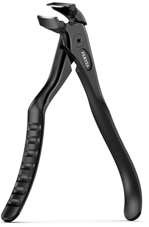 FERYES Tagliaunghie ergonomico antiscivolo con manico lungo per anziani, unico angolo curvo, apertura larga, con raccoglitore per unghie spesse e piedi