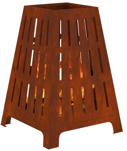 vidaXL Hoguera Marrón 50 x 50 x 70 cm Acero autopatinable, Hoguera Trapezoidal para jardín y terraza, Elemento Calefactor portátil, estética de Loft Urbano, Ideal para reuniones al Aire Libre