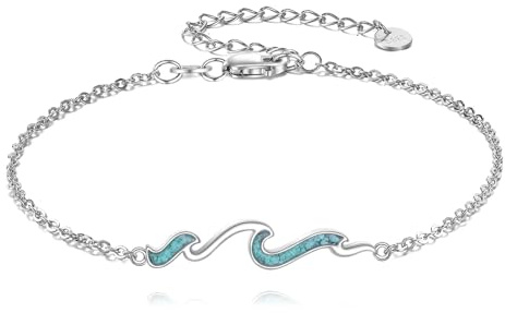 ONEFINITY Bracciale in argento sterling 925 con onde turchesi, idea regalo per le donne