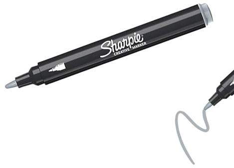 Sharpie Acrylic Marker Cool Grey – Bullet Tip – Water-Based Paint Pen for Glass, Paper, Wood, Bullet Journaling