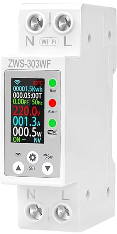 Compteur electrique connecté 63A TUYA compteur électrique wifi Intelligent compteurs d'énergie monophasé AC80-300V avec Protection contre les fuites de surcharge de surintensité ZWS-303WF