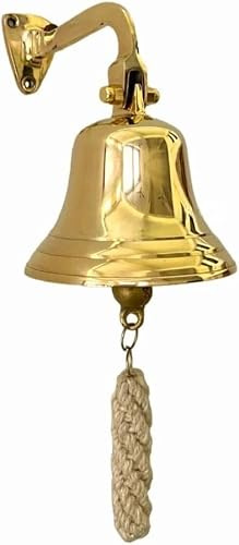 4-Inch Solid Brass Wall Mounted Ship Bell – Classic Hanging Nautical Heavy-Duty Bell – Ideal for Boats, Homes, Patios, Bars – Indoor & Outdoor Use – Gift for Maritime Enthusiasts