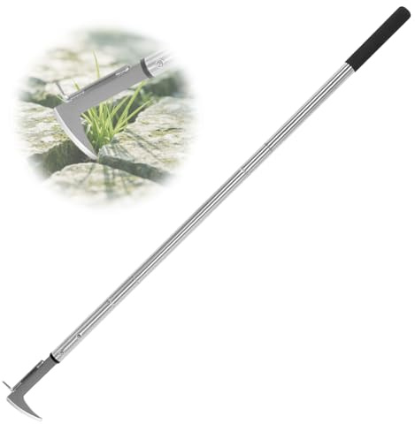 Fouvin Raschietto per fughe, con manico, lunghezza 138 cm, con manico lungo, taglia erbacce con bordo seghettato, per rimuovere muschio ed erbacce nei giunti dei pannelli