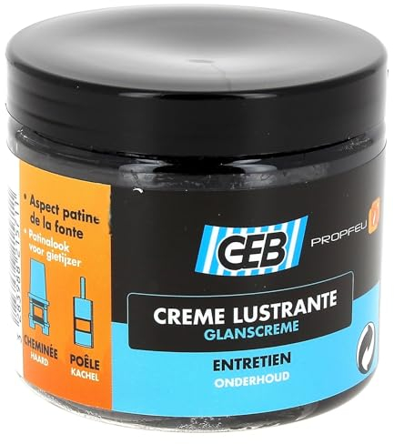 GEB Propfeu crème lustrante, effet patiné pour l’entretien, la protection et la rénovation des fontes et métaux. Pour poêles à bois, cheminées ... - 220ml