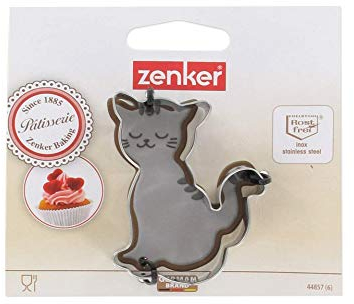 ZENKER Formina tagliabiscotti a forma di gatto in acciaio inox (colore: argento), quantità: 1 pezzo