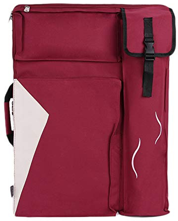 HOMDREAM Zeichentasche 4k Malbeutel Skizze Zeichenbrett Tasche Multifunktionale Kunst Malbeutel wasserdichte Dicke Leinwand Zeichenbrett Tasche,Red