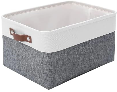 MANGATA Boîte de Rangement en Tissu Tissé, Panier Pliable en Toile Pour Vêtements, Jouets et Étagères, Gris Froid (Très grand, Lot de 1)