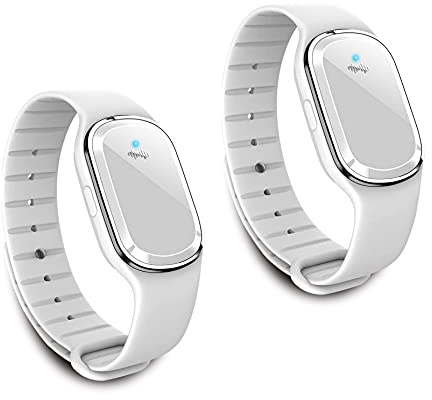Wskvlcg ultraljud myggavvisande armbandsklocka, USB-uppladdningsbar anti-myggavvisande armband lämpligt för vuxna och barn – mygginsektsavvisande band (2-pack, vit) (M1)