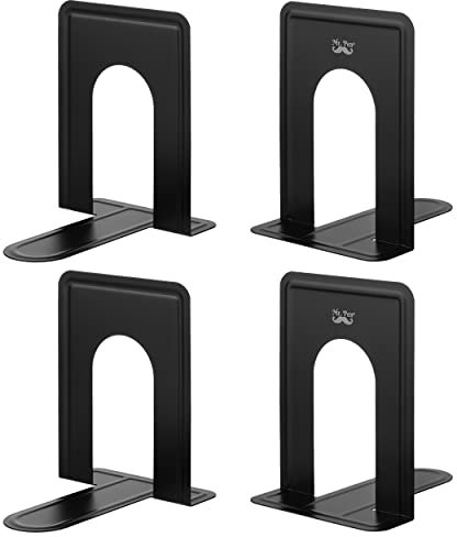 Mr. Pen- Book Ends, Black, 4 Pack, Heavy Duty Metal Bookends for Shelves, Book Holders for Shelves, Book Stoppers, Book Holders, Book Ends for Office, Metal Bookends, Book Ends to Hold Books