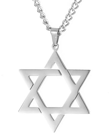 TEAMER Collana con ciondolo stella di David Ebraica Magen Amuleto Collane in acciaio inossidabile Gioielli vintage (stile 1-argento)