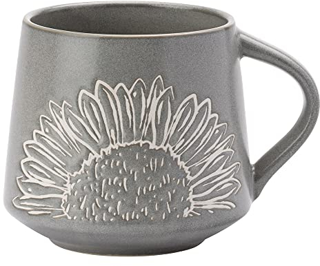 English Tableware Company Artisan Flower Grey Wax Resist Mug