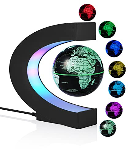 Magnetic Levitation Globe, Multi-Color Changing LED Levitating Globe Magnetic Floating Rotating World Map Globes Decorative Lamp Cool Gifts Night Light for Office Home Desk Decor