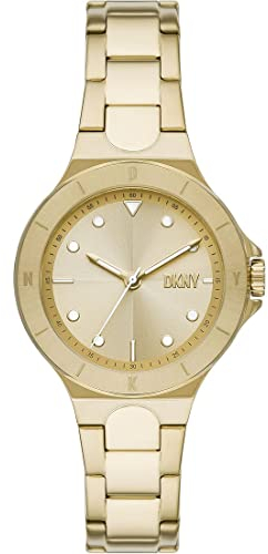 DKNY Damenuhr Chambers 3-Zeiger-Werk Edelstahl goldfarben, NY6655