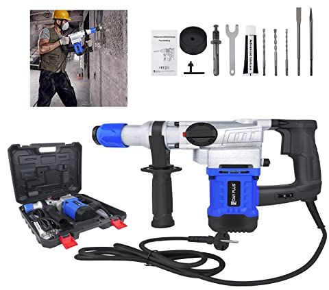 Martello perforatore elettrico da 1080 W, 2 modalità, velocità di rotazione 800 giri/min, martello demolitore ideale per scalpello, percussione, foratura, per cemento, pareti, piastrelle e pavimenti