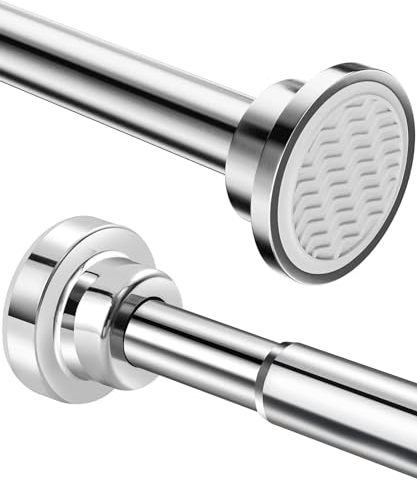 Bingobang Stainless Steel Extendable Shower Curtain Rod Tension Pole, Net Voile Shower Curtains Rail, Adjustable No-drilling Telescopic Rods Extendable for Bathroom (70-193CM, Silver)