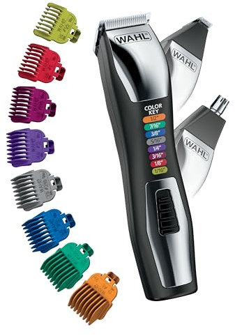 Wahl Color Pro All in One Rechargeable Cordless Color Coded Beard Trimmer with Detail Eyebrow Trimmer and Rotary Nose Hair Trimmer for Men- Model 3025945