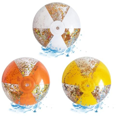 3 PCS 11in Beach Balls, Inflatable Beach Ball, Water Toys Beach Toys for Pool Games, Summer Pool Party Toys with Inflator Summer Beach, Pool Toys for Beach, Water Recreation Balls