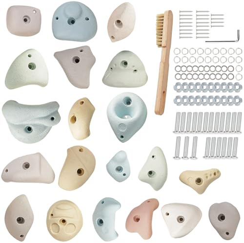 Qicrdvi 20 Pcs Resin Rock Climbing Holds for All Ages, Premium Large Training Rock Climbing Grips Indoor/Outdoor, Rock-Like Texture Holds for Your Climbing Wall
