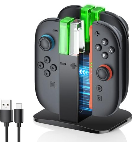 FYOUNG Dock di ricarica per controller Nintendo Switch 2 (2025) per Joy con 2, stazione di ricarica per Joycon 2 accessori per controller con cavo, supporto verticale con 4 porte magnetiche ricarica
