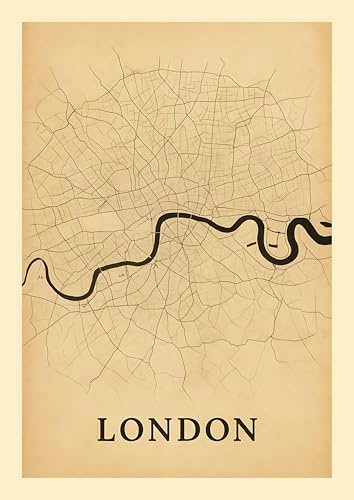 Mapa de la ciudad de Londres, diseño de río Támesis, tamaño A4