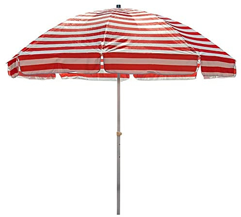 LSLYTQ Beach Umbrella UV Resistant, 2.5m Patio Umbrella with Sand Anchor, Portable Market Umbrella for Garden Pool Balcony, Red Stripes good
