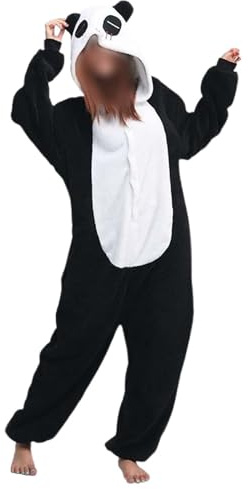 Generisch Pijama de una pieza para mujer, mono de franela con capucha, mono de panda, disfraz de una pieza, disfraz para adultos, pijama, cálido, suave, ropa de dormir, Blanco, S