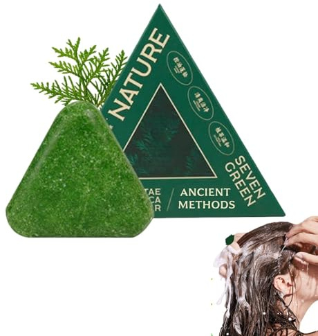 Nature Triangle Shampoo Bar, Nature Seven Green Soap Shampoo, shampoo solido naturale a base di erbe, cura detergente e nutriente delicato per capelli dall'aspetto sano