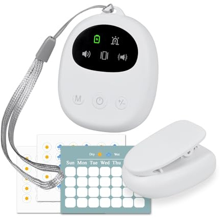 Alarma Enuresis para Niños y Personas Mayores de MMOBIEL – Compacta Sensor de Humedad con Cable y Clip – Sonido, Vibración y Luz – Recargable USB – Volumen Ajustable – Entrenamiento para ir al Baño