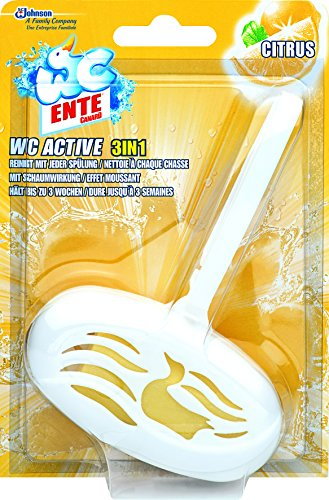 WC-Ente Active 3in1 WC Duftspüler-Einhänger, WC Reiniger, Citrus Duft, 6er Pack (6 x 40g)