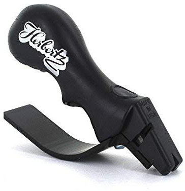 Herbertz Messerschärfer - V förmiger Schärfeinsatz - schwarzes Kunststoffgehäuse - Kunststoffschutzbügel