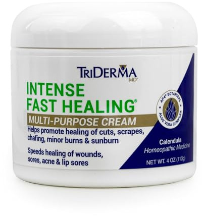 TriDerma Intense Fast Healing Cream, Decreases Healing Time for Minor Irritations, Rashes, Scrapes, Cuts 4 Ounces