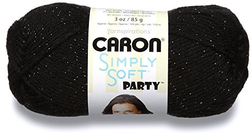 Caron Simply Soft Party Yarn, 3 oz, Medium Worsted 4 Gauge, - Black - For Crochet, Knitting & Crafting