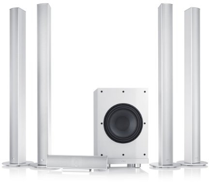 Teufel Columa 300 Mk2 - Impianto per home theatre 5.1 L, altoparlanti a colonnina sottili, in alluminio, colore: Argento