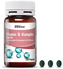 sovita Vitamin B-Komplex Kapseln | mit Vitamin B12 und Folsäure | Nahrungsergänzungsmittel | 200 Kapseln