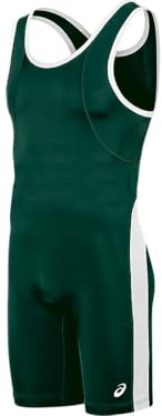 ASICS Men's T-back Performance Wrestling Singlet, Forest/White, 3X-Large
