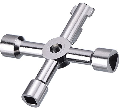 WILLBOND 4-Way Multi-Functional Utilities Key for Electric Cupboard Cabinet Opening Key (Silver)