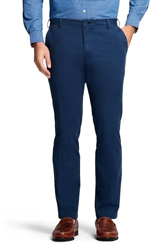 IZOD Men's Saltwater Stretch Flat-Front Chino Pants, Cadet Navy Strt, 34W x 32L