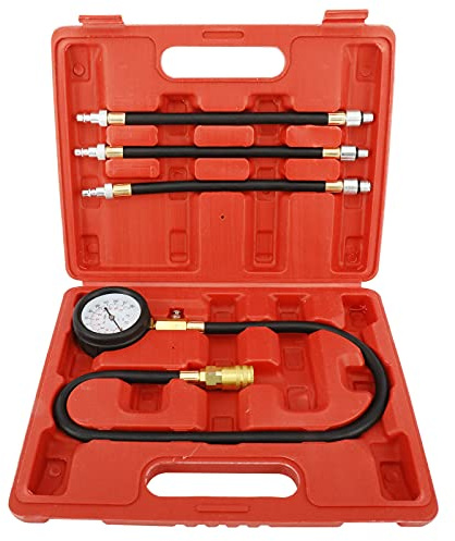 8MILELAKE Engine Cylinders Diagnostic Tester Compression Gauge Test Set with 4 Long Reach Hoses M10 M12 M14