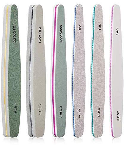 GeekerChip Limas de Uñas Profesionales[6 Piezas],Limas de uñas Profesionales Doble Cara 100/180 150 180 240 220/280 1000/4000,con Lavable Doble cara de Arena
