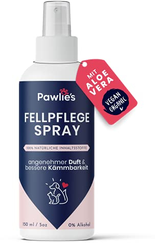 Pawlie’s Fellpflege Spray für Hunde & Katzen - für samtweiches & glänzendes Fell, Fellpflege Hund, Fellpflege Katze, Hunde, Hunde Zubehör, Hundepflege