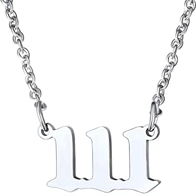 FindChic Silver Stainless Steel Chain Angel Number Chains for Women 111 Necklace Pendant Choker Necklaces Womens Trendy Jewellery