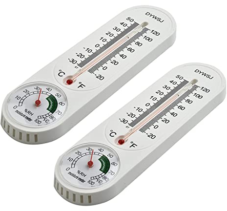 HpLive 2 Stück Thermometer Analoges Innenthermometer Hygrometer Luftfeuchtigkeitsmesser mit Fahrenheit/Celsius (℉/℃) für Innen Außen und Garten analog Gartenthermometer
