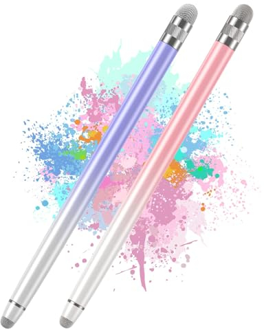 Bopomofo Tablet Stift,2 Stück Touchscreen Stift Hochpräzise Faserspitze,Universal Stylus Pen für iPhone,kompatibel mit iPad, Android,Tablets und Alle Touchscreens (Lila/Rosa)