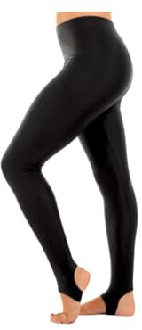 Prime fashions Stirrup Leggings Shiny Nylon Dance Gymnastics Twirling (Black, 9-10 Years)