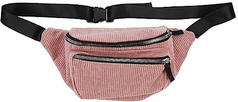 Gatuida Paquet Banane Femme en Velours Côtelé Rose Mini Paquet Banane Léger et Grosse Capacité Stylé pour Shopping et Voyage