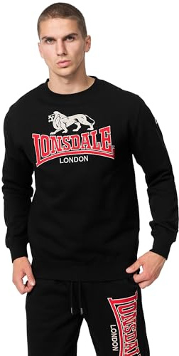 Lonsdale Herrtröja med rund hals normal passform LAWINS, Svart/röd/grå, XXL, 117463