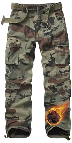 TRGPSG Men's Fleece Lined Cargo Pants 5338 Battlefield Camo 42