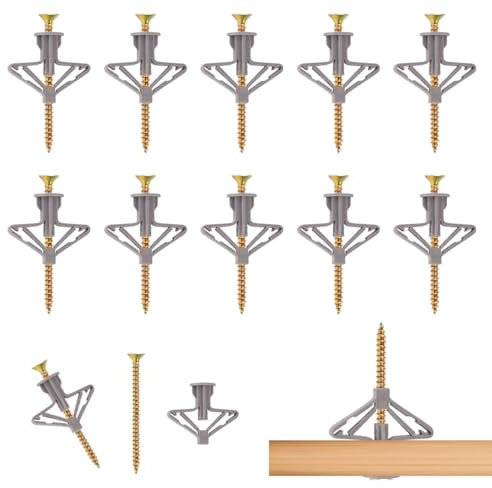 100 Stück Hohlraumdübel Butterfly, Gipskartondübel Set Mit Schrauben, Flugzeugform Plasterboard Dowels, Schmetterlingsform für Gipskarton Gipsfaserplatten Beton Ziegeln Hohlwand