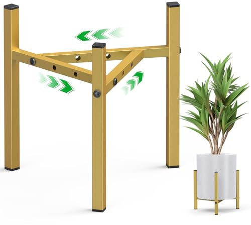 Support Plantes interieur, 2 Pack Réglable Présentoir de Plantes, Étagères à Fleurs, Porte Plantes d'Angle Métal, Décor pour Intérieur Extérieur Jardin Maison Balcon(seul support de plantes)-Or