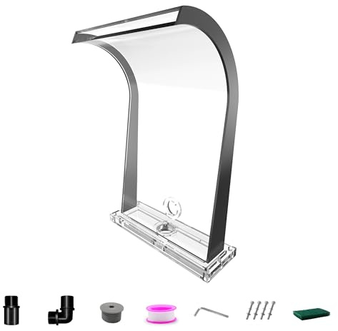 LONGRUNNEW Cascata troppopieno acrilico piscina fontana piegata con accessori, stagno, cascate, a forma di S, per esterni, troppopieno, per giardino, terrazza, piscina, decorazione, altezza 51 cm